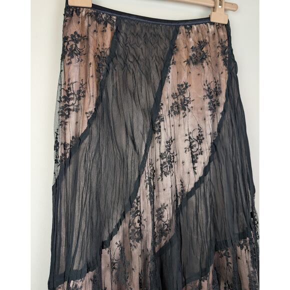 Vintage Y2K Cache Lace Mesh Overlay Skirt Black M - Picture 2 of 7